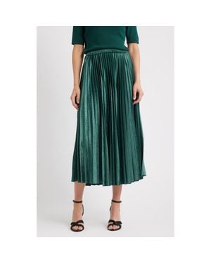 Anne Klein Pull-On Pleated Velour Skirt - Green