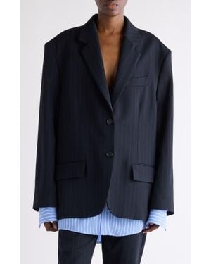 Acne Studios Julaga Layered Fluid Pinstripe Blazer - Blue