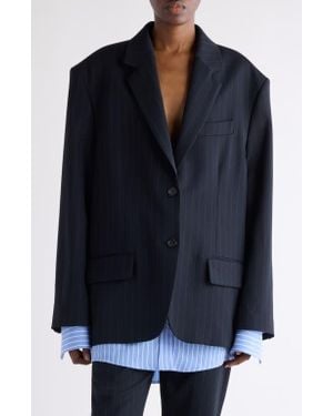 Acne Studios Julaga Layered Fluid Pinstripe Blazer - Blue