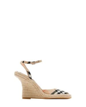 Burberry Mews Ankle Strap Espadrille Wedge Sandal - White