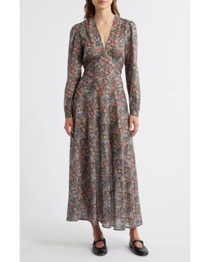Doen Charleston Floral Long Sleeve Cotton Maxi Dress - Brown