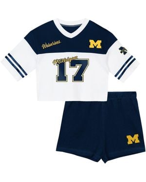 Outerstuff Girls Preschool Michigan Wolverines Cutest Player V-Neck T-Shirt & Shorts Set - Blue