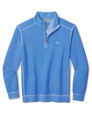 Tommy Bahama Montego Bay Textured Cotton & Lyocell Half Zip Pullover - Blue