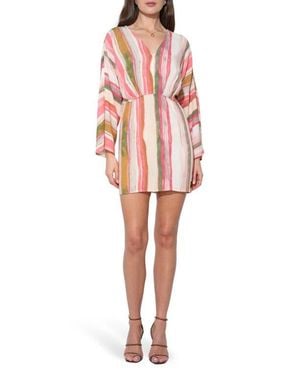 Adelyn Rae Aurora Stripe Long Sleeve Minidress - Red