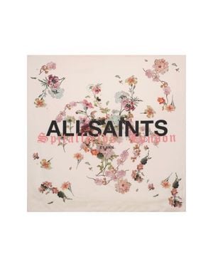 AllSaints Valen Etta Square Silk Twill Scarf - Pink