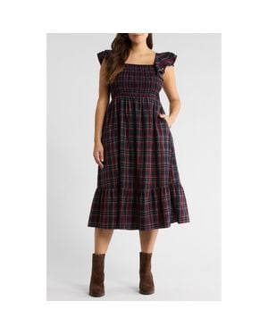 Sugarlips Chapman Plaid Smocked Dress - Purple