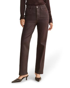 WARP+WEFT Ase Coated High Waist Straight Leg Jeans - Brown