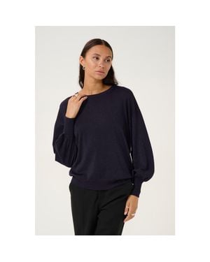 Kaffe Regina Metallic Knit Pullover - Blue
