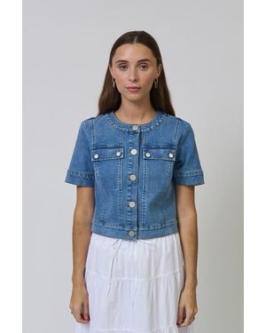 Central Park West Serena Short Sleeve Denim Jacket - Blue