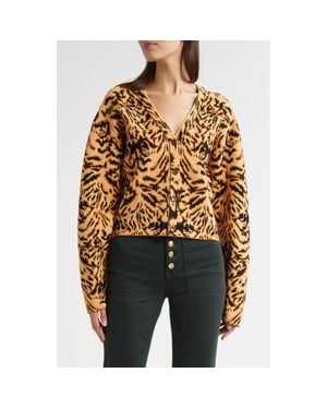 Ulla Johnson Payton Metallic Tiger Jacquard Cardigan - Black