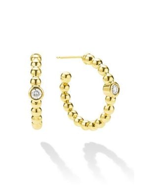 Lagos Caviar Diamond Hoop Earrings - Metallic