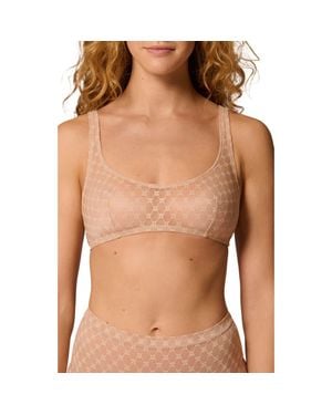 Simone Perele Plume Embroidered Bralette - Brown