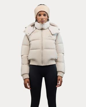 Alpenhaus Pariset Cropped Puffer Bomber With Detachable Sleeves - Natural