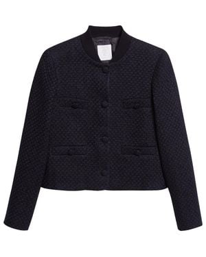 Eleventy Bouclé Knit Bomber Jacket - Blue