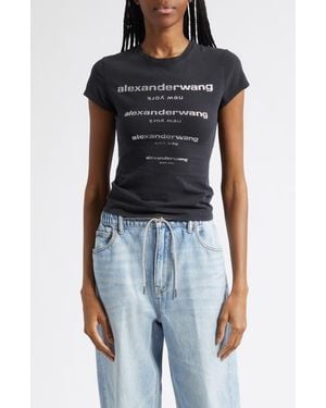 Alexander Wang Hotfix Crystals Fitted T-Shirt - Black