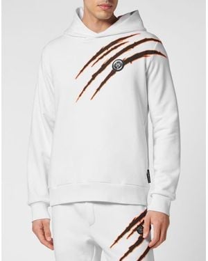 Philipp Plein Hoodie Sweatshirt Scratch - Gray