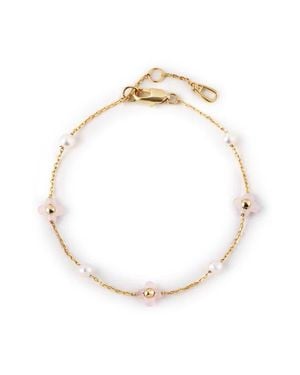 Ana Luisa Hannah Rose Quartz & Pearl Station Bracelet - White