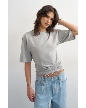 TOPSHOP Drawcord Detail Crop Top - Gray
