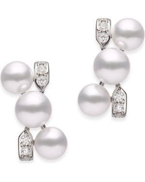 Mikimoto Cluster Cultured Pearl Earrings - Metallic