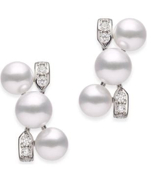 Mikimoto Cluster Cultured Pearl Earrings - Metallic