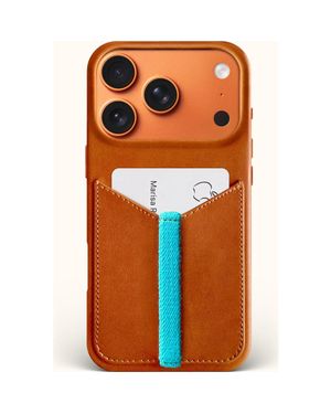 Bluebonnet Leather Iphone 17 Pro Leather Wallet Case - Orange