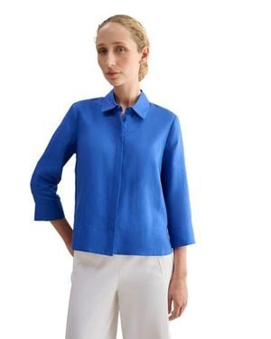 Hobbs Nita 3/4 Sleeve Button Up Linen Shirt - Blue