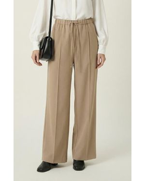 Modenaire Wide Leg Drawstring Pants - Natural