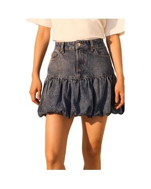 Next Puffball Denim Miniskirt - Gray