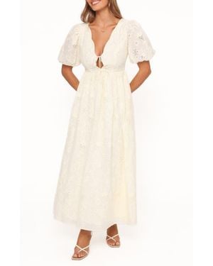 Petal & Pup Karla Eyelet Embroidered Maxi Dress - Natural