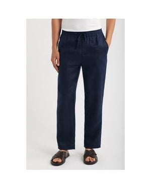 CHE Avila Straight Leg Linen Drawstring Pants - Blue