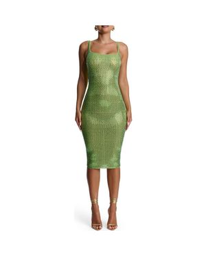 Naked Wardrobe Rhinestone Embellished Midi Dress - Green