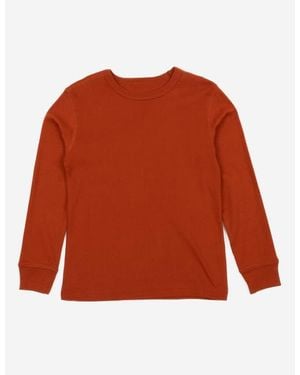 Leveret Kids Long Sleeve T-Shirt, 100% Cotton, Solid Colors - Orange
