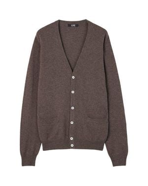 GOBI Mongolian Cashmere V Neck Button Cardigan - Brown