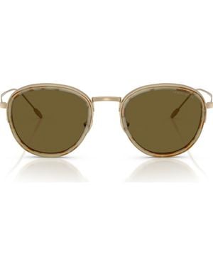 Armani 50Mm Round Sunglasses - Brown