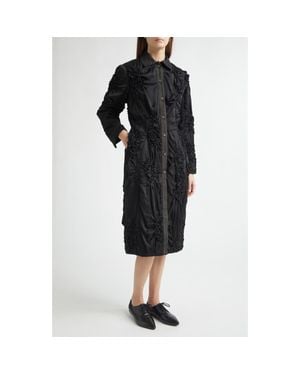 Meruert Tolegen Smocked Tailored Satin Cocoon Coat - Black