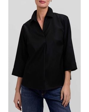 Foxcroft Cleo 34 Pleated Cotton Blend Shirt - Black