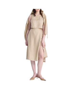 REISTOR Overlap Midi Skirt - Natural