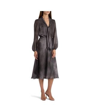 Santorelli Jenn Midi Dress With Drop Tie Neck - Black