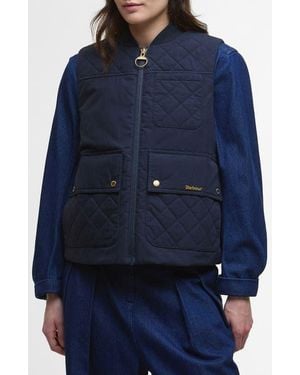Barbour Theodora Quilt Trim Cotton & Nylon Vest - Blue