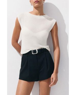 Mango Short-Sleeved Crewneck Sweater - White