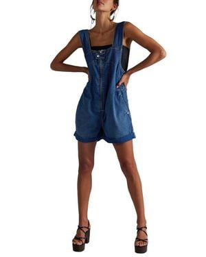 Free People Jude Cotton Shortalls - Blue