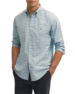 Brooks Brothers Plaid Non-Iron Stretch Cotton Oxford Button-Down Shirt - Blue