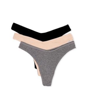 Etam 3-Pack Rib Thongs - Black