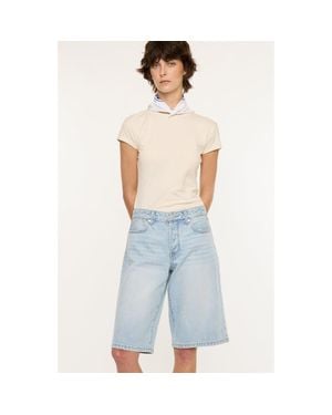 Kancan Darla Drape Low Slung Baggy Denim Jort - Blue