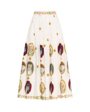 Maison Common Printed Cotton Skirt With Pockets - Natural