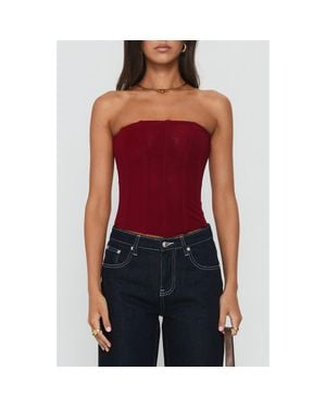 Princess Polly Oscuro Strapless Mesh Corset Top - Red