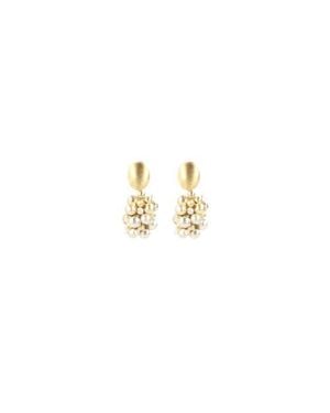 LOTT.gioielli Glassberry Cone Small Irregular Double Stone Earrings - Metallic