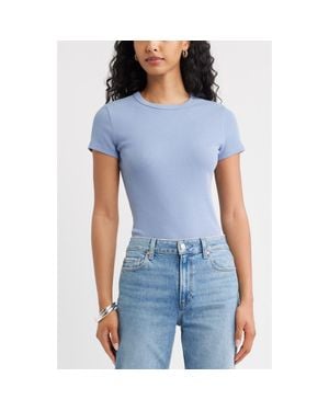 Open Edit Rib Short Sleeve Shirt - Blue