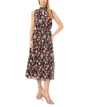 Cece Floral Mock Neck Midi Dress - Multicolor