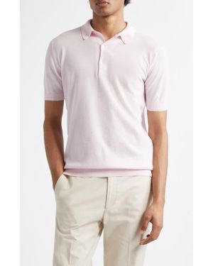 John Smedley Roth Solid Sweater Polo - Pink